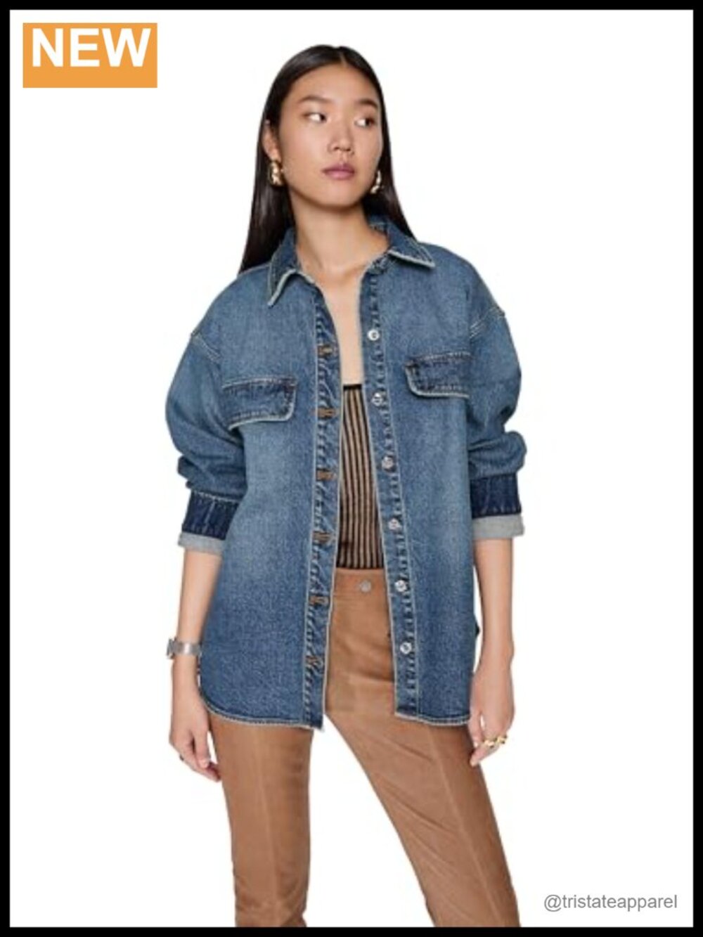 Rebecca Minkoff Jamie Denim Button Down Shirt Women Long Sleeve